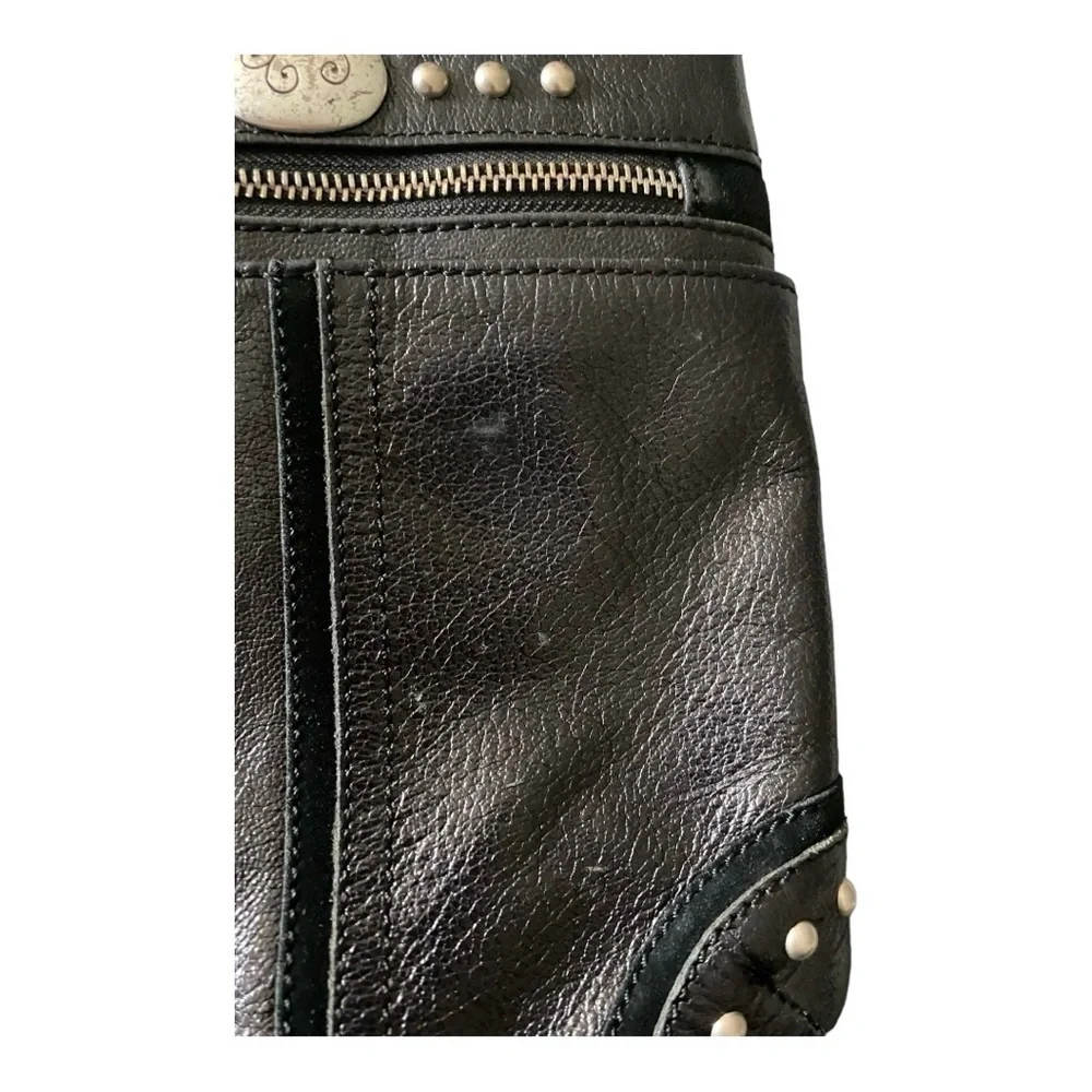 BRIGHTON-BLACK LEATHER CROSSBODY BAG